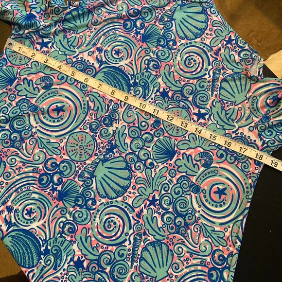 Simply Southern Seashell Print Cold Shoulder Dress Size Medium Blue Pink Stretch - Picture 8 of 9